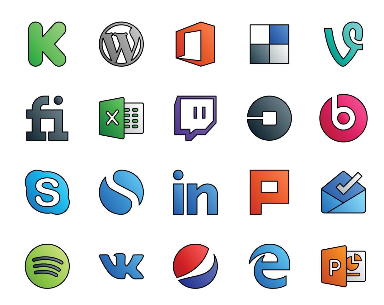 20 Social Media Icon Pack Including plurk simple twitch chat beats pill vector