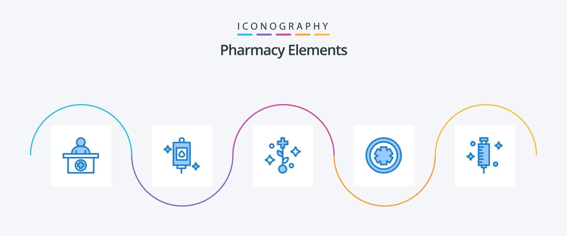 paquete de iconos azul 5 de elementos de farmacia que incluye médico. doctor. médico. prueba. medicamento vector