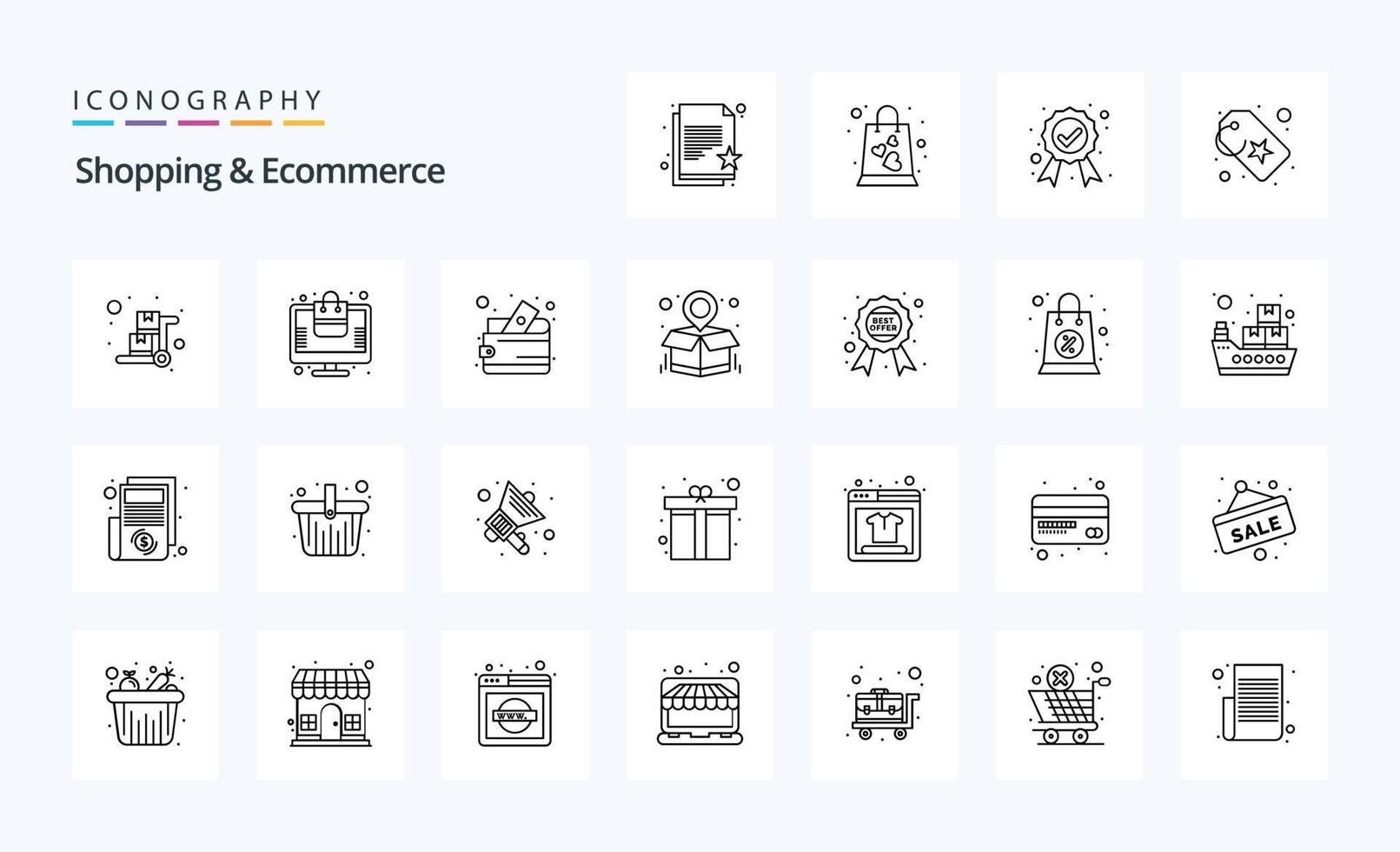 paquete de iconos de línea de comercio electrónico de 25 compras vector