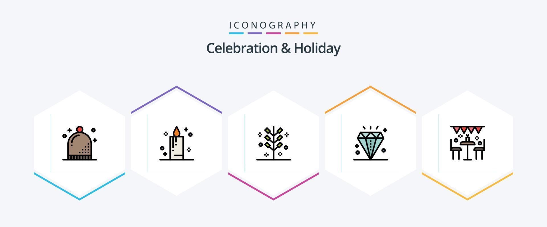 Celebration and Holiday 25 FilledLine icon pack including celebration. event. celebration. diamond. holiday vector