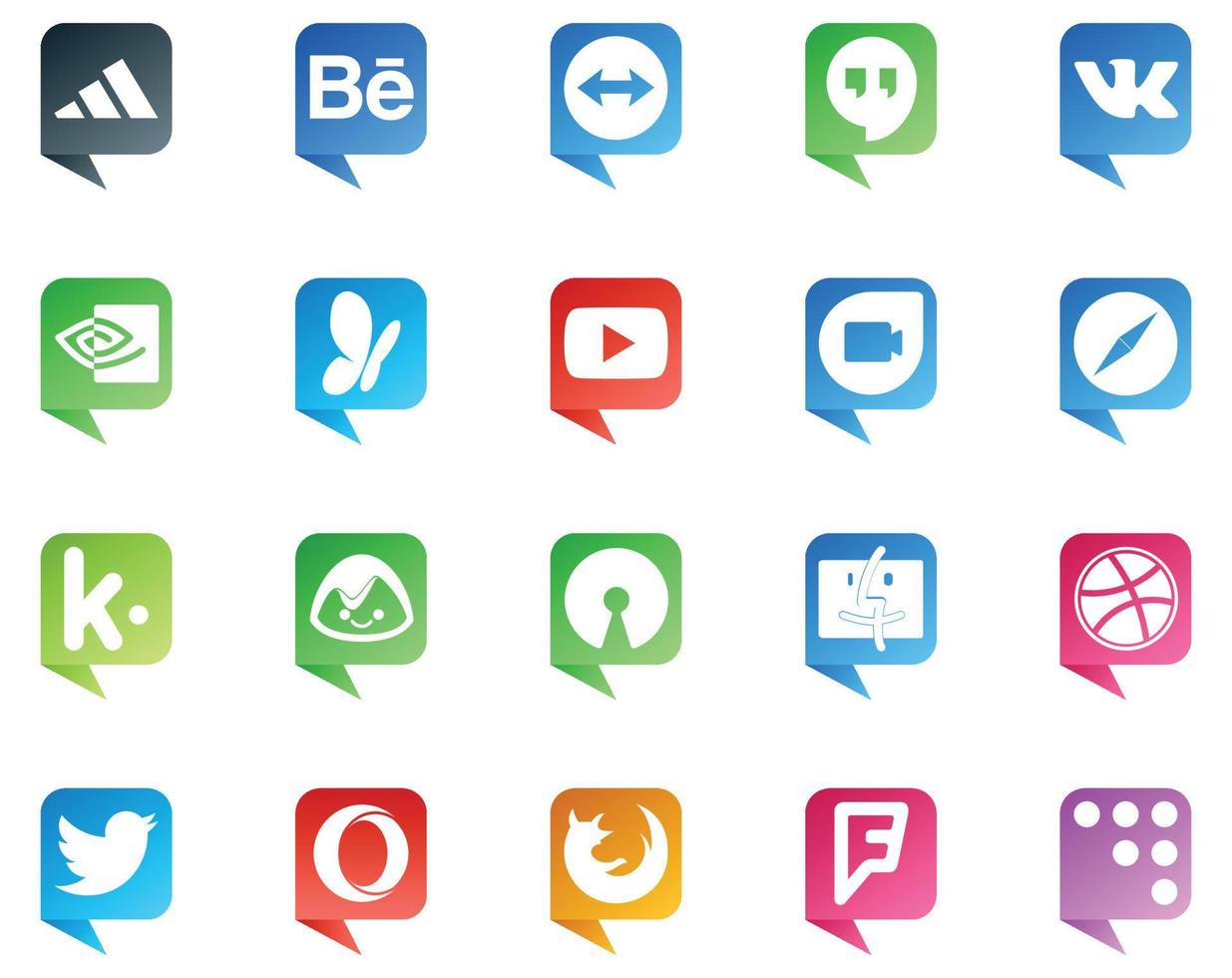 20 Social Media Speech Bubble Style Logo like twitter finder video open source kik vector