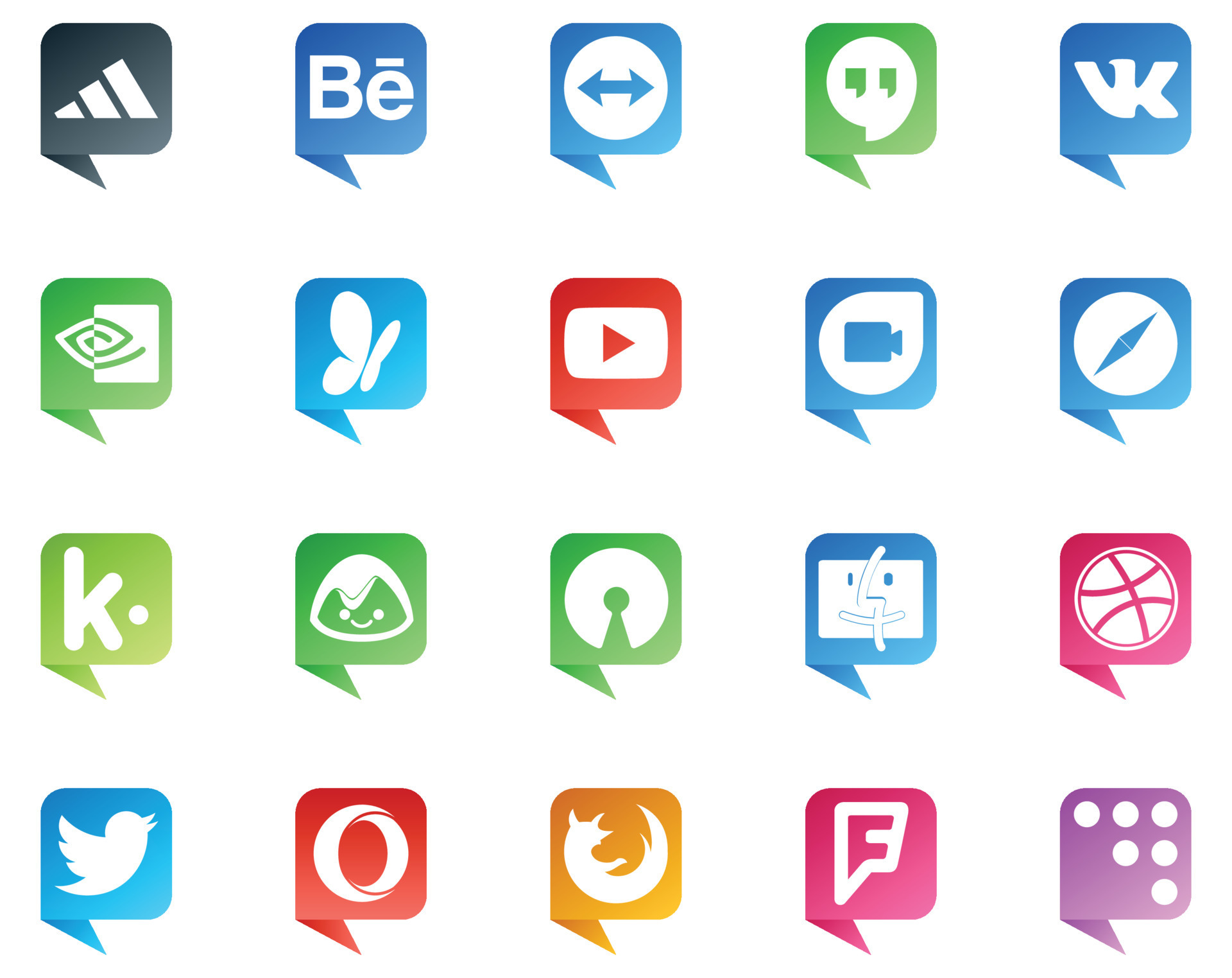 20 Social Media Speech Bubble Style Logo like twitter finder video open
