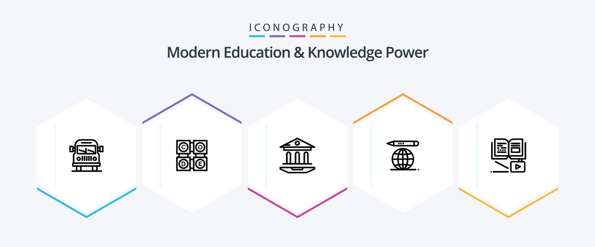 Modern Education And Knowledge Power 25 Line icon pack including growth knowledge. growth . internet . pencil. world vector