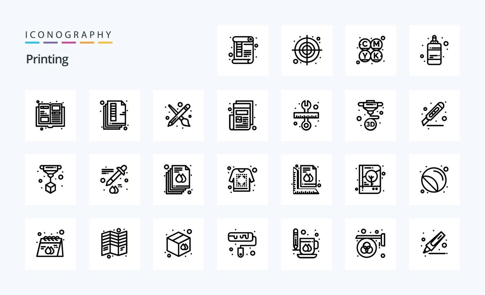 25 Printing Line icon pack vector