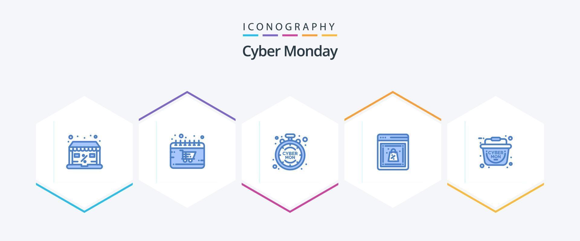 Cyber Monday 25 Blue icon pack including basket. shop. shop. cyber. time vector