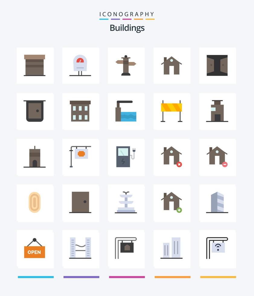 Creative Buildings 25 Flat icon pack  Such As gate. buildings. sign. construction. building vector