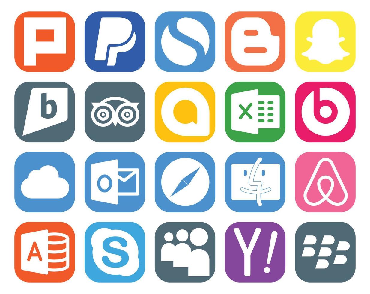 20 Social Media Icon Pack Including microsoft access finder google allo browser outlook vector