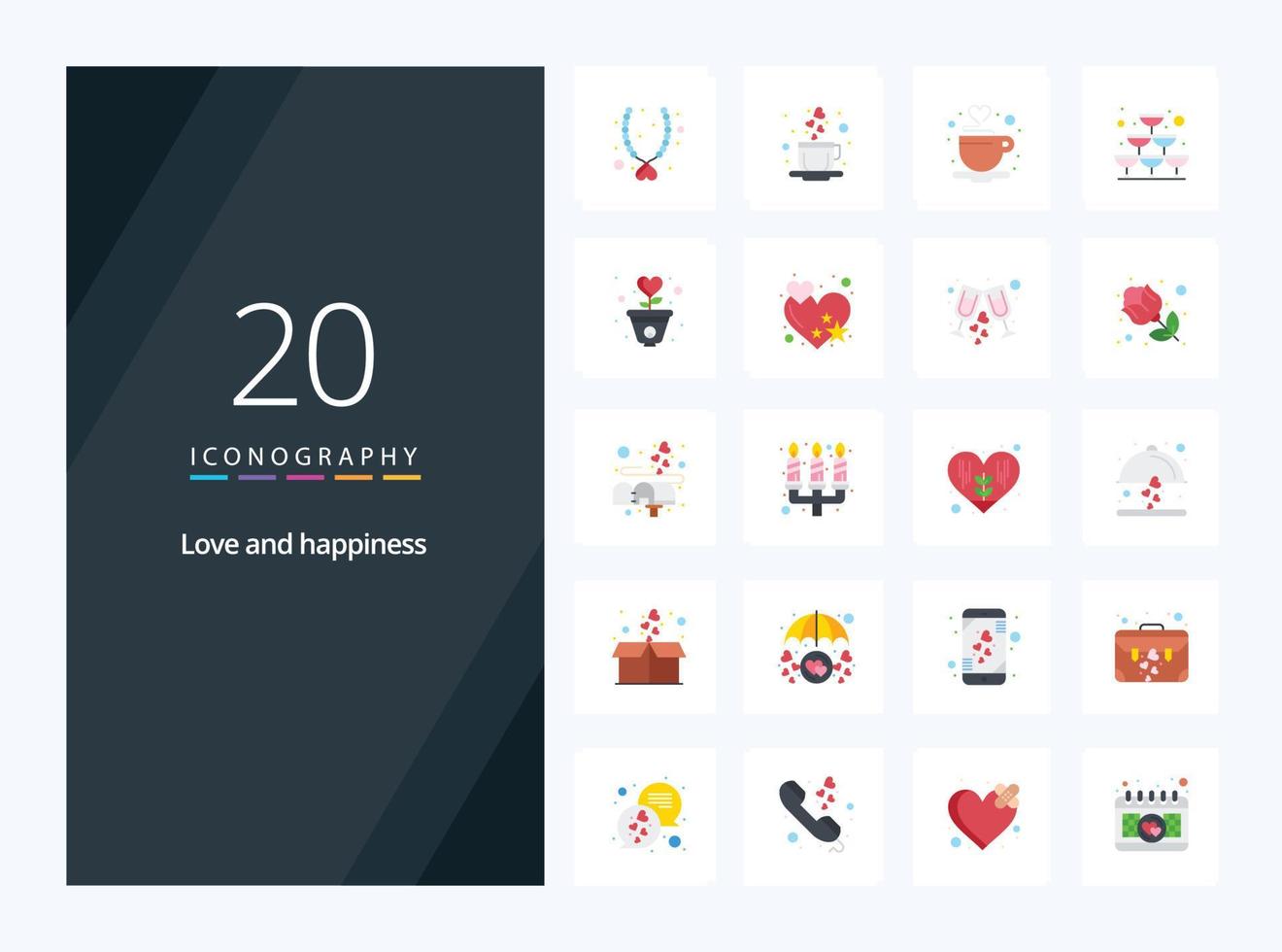 20 Love Flat Color icon for presentation vector