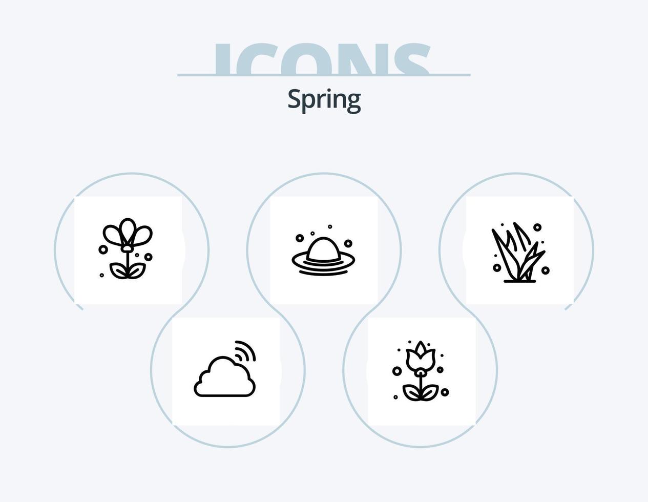 paquete de iconos de línea de primavera 5 diseño de iconos. . primavera. floral. planta. crecimiento vector