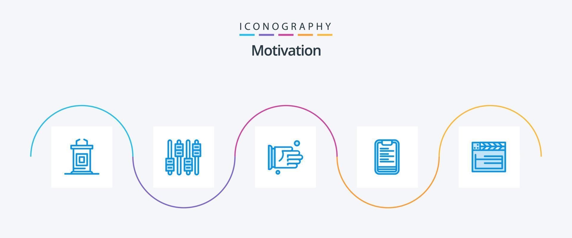 paquete de iconos de motivación azul 5 que incluye película. motivación. mano. junta. portapapeles vector