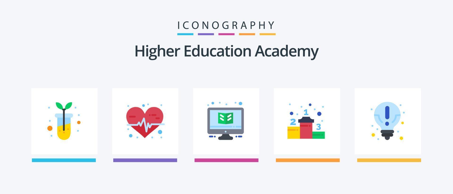 Academy Flat 5 Icon Pack Including knowledge. idea. study. about. position. Creative Icons Design vector