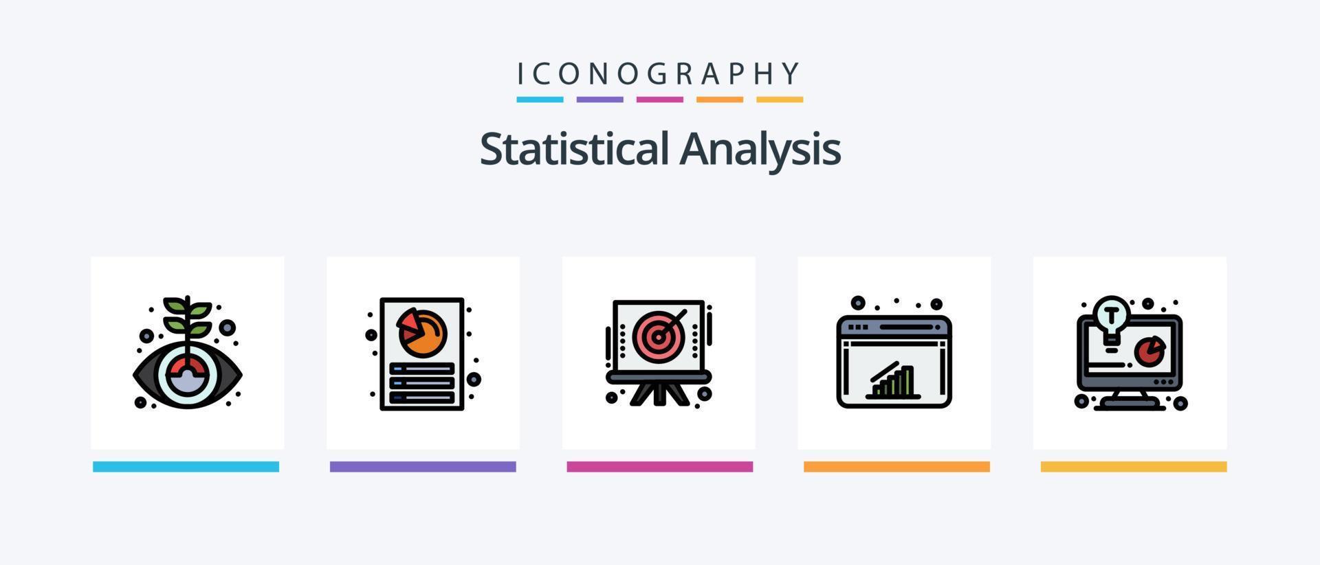 Statistical Analysis Line Filled 5 Icon Pack Including graph. chart. finance. business. global network. Creative Icons Design vector