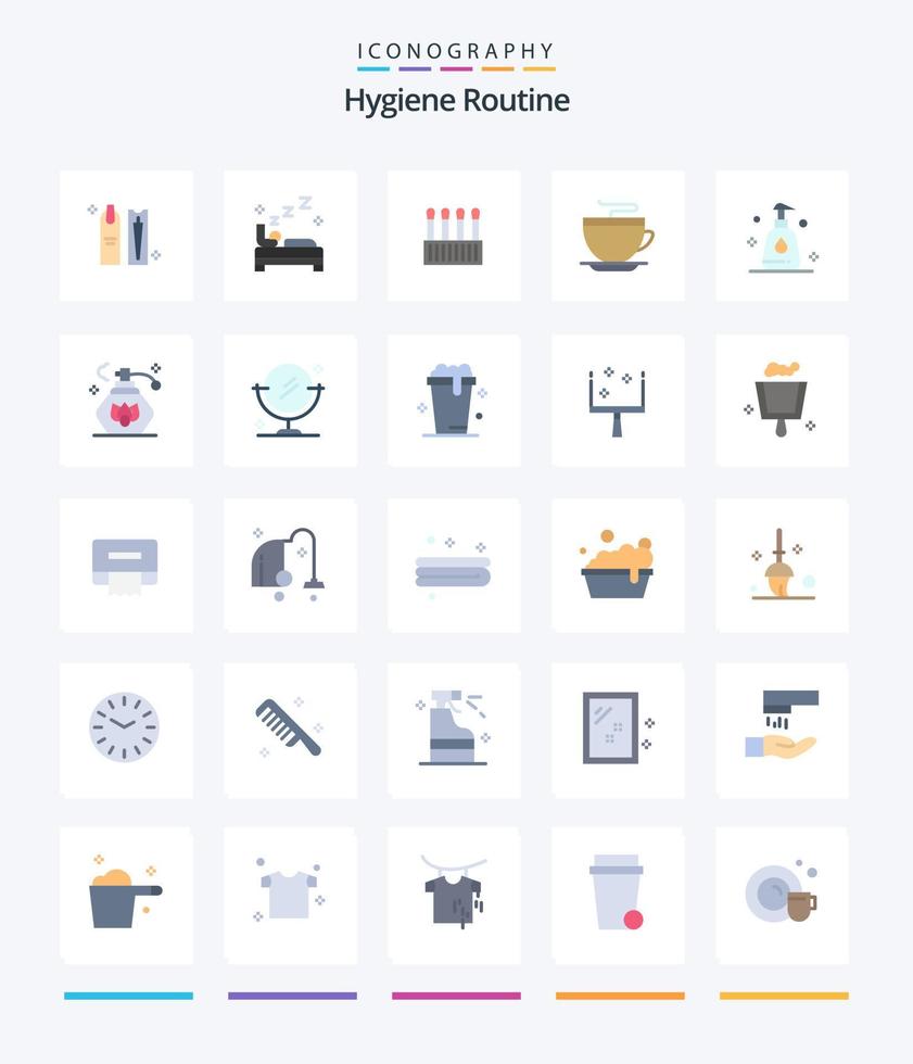 Creative Hygiene Routine 25 Flat icon pack  Such As cleaning. cup. cleaning. coffee. cotton vector