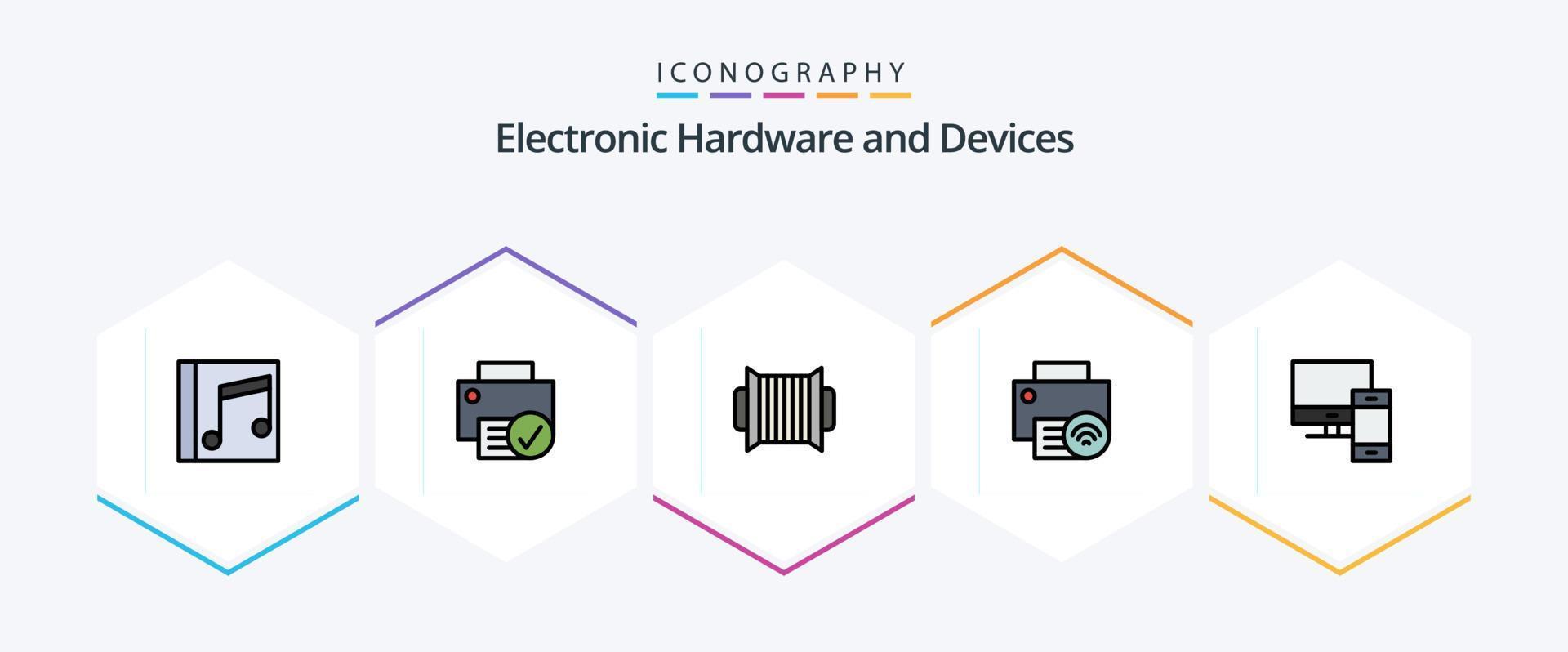 Devices 25 FilledLine icon pack including hardware. devices. gadget. computers. instrument vector