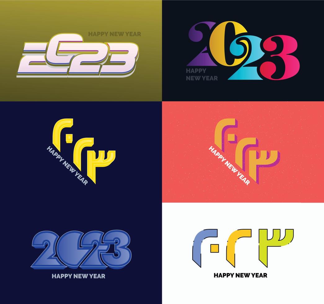 Big Collection of 2023 Happy New Year symbols Cover of business diary for 2023 with wishes vector
