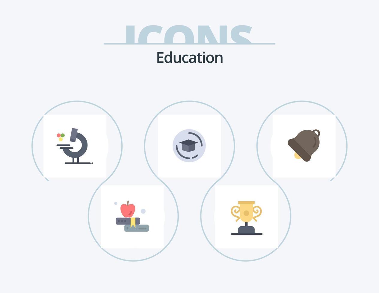 paquete de iconos planos de educación 5 diseño de iconos. . . ciencia. educación. alarma vector