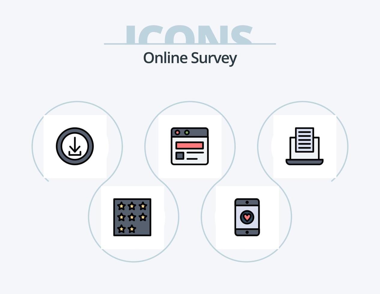 Online Survey Line Filled Icon Pack 5 Icon Design. business . correct. store . tick . education vector