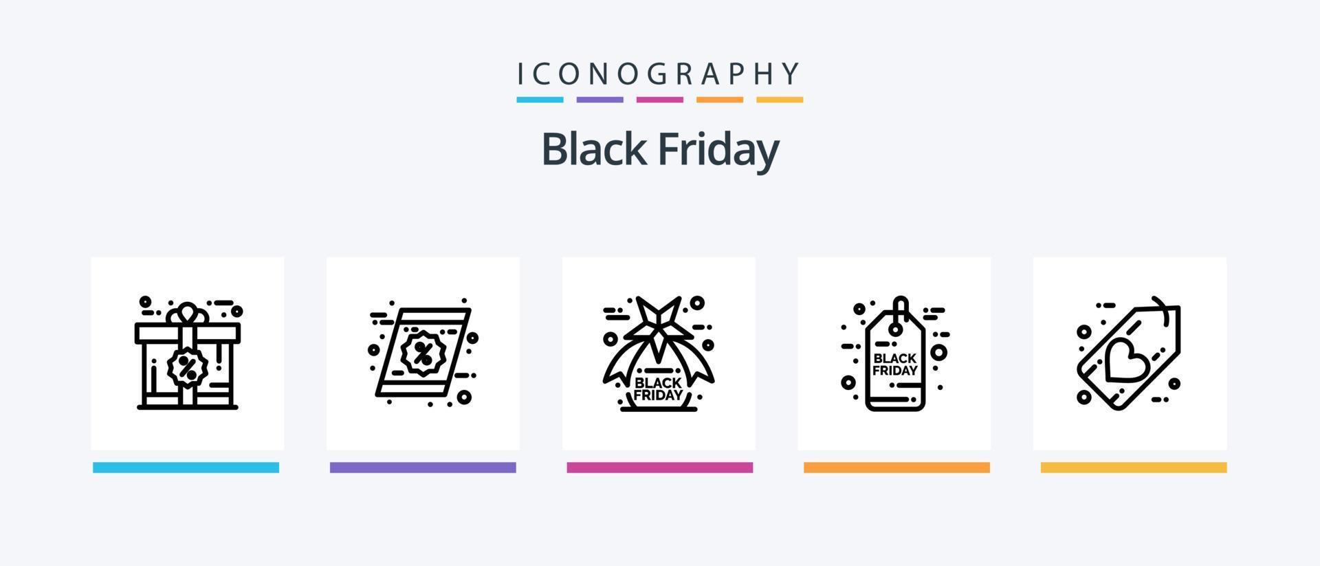 paquete de iconos de la línea 5 del viernes negro que incluye gran venta. junta. Navidad. etiqueta de venta comercio. diseño de iconos creativos vector