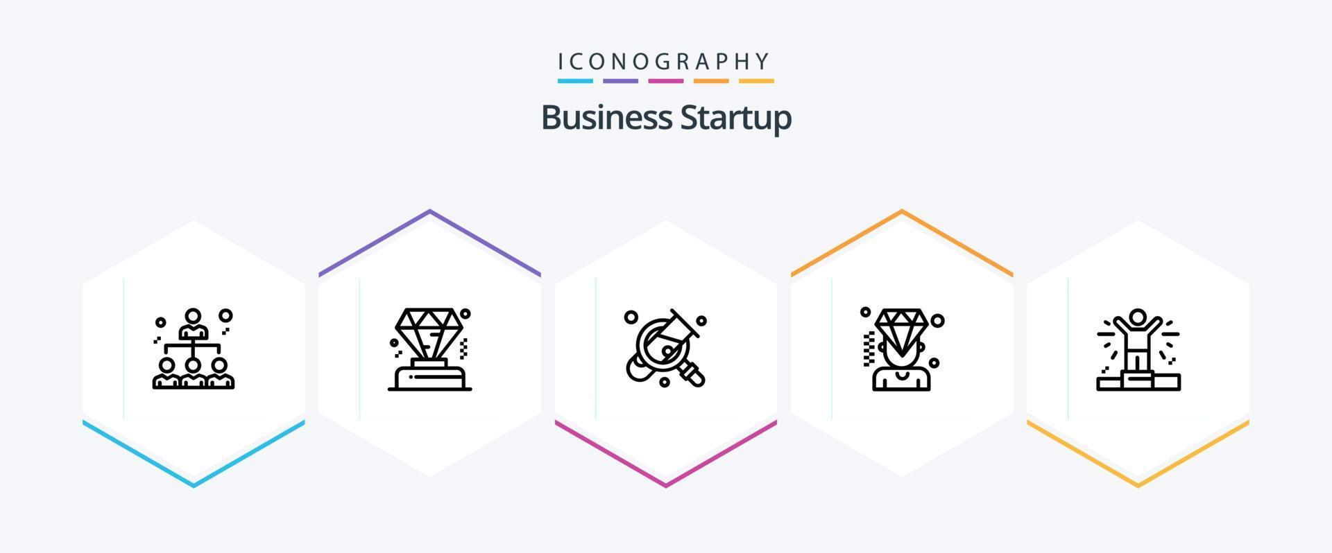 Business Startup 25 Line icon pack including diamond . business . membership. magnifying vector