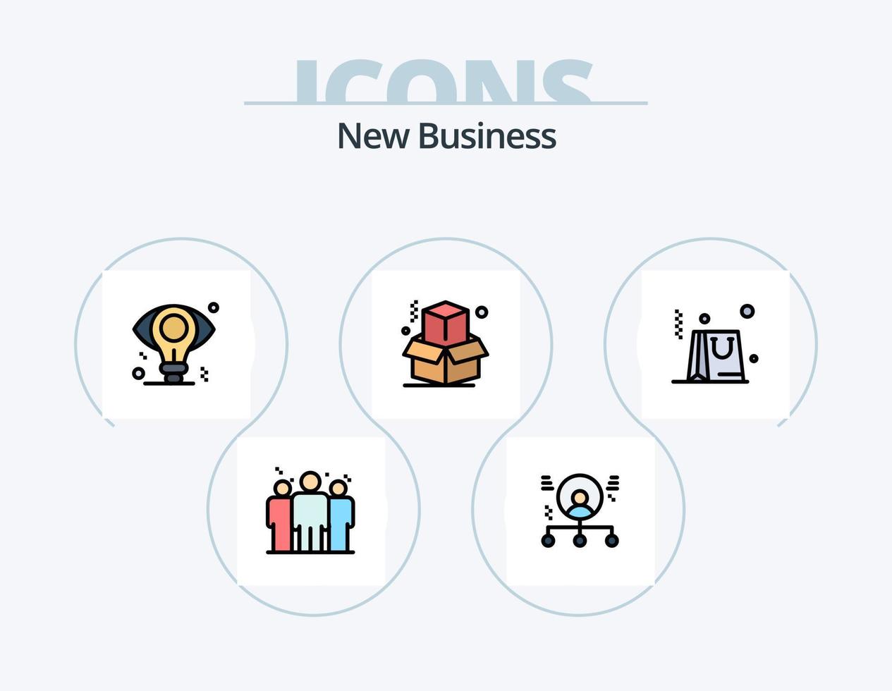 New Business Line Filled Icon Pack 5 Icon Design. network. focus . dollar. connected . bulb vector