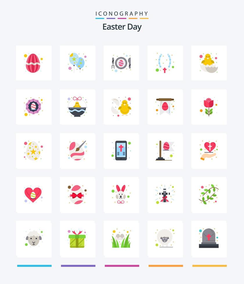 Creative Easter 25 Flat icon pack  Such As easter. baby. fried. jewelry. christian vector