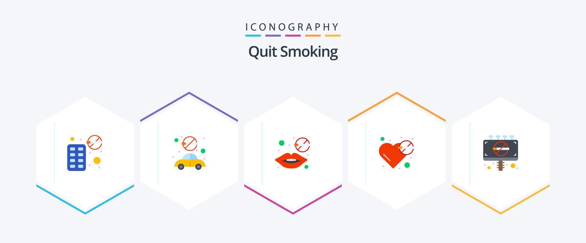 Quit Smoking 25 Flat icon pack including pressure. blood. car. women. tobacco smoking vector