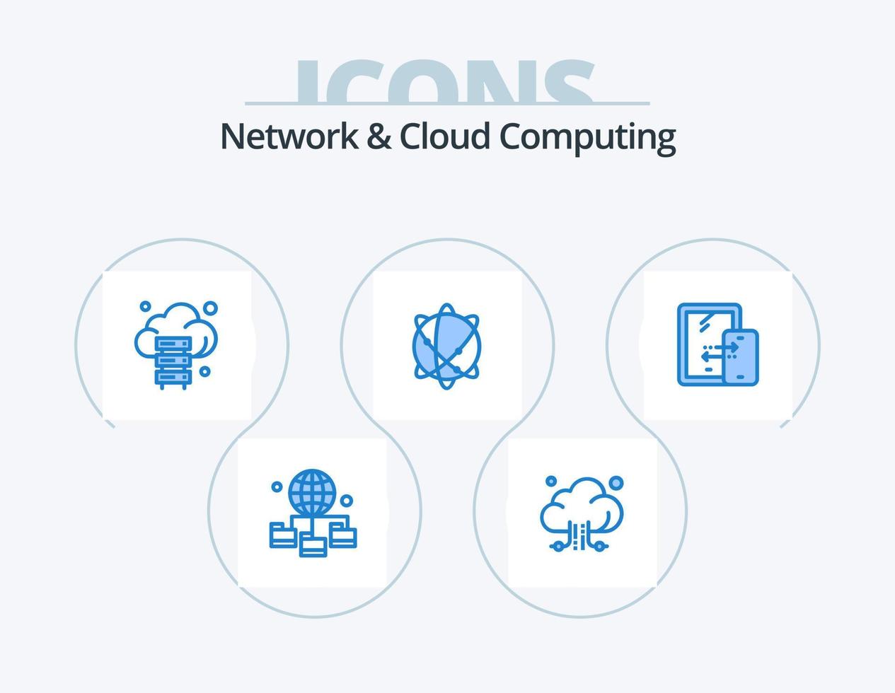 Network And Cloud Computing Blue Icon Pack 5 Icon Design. connection. world. cloud. internet. computing vector