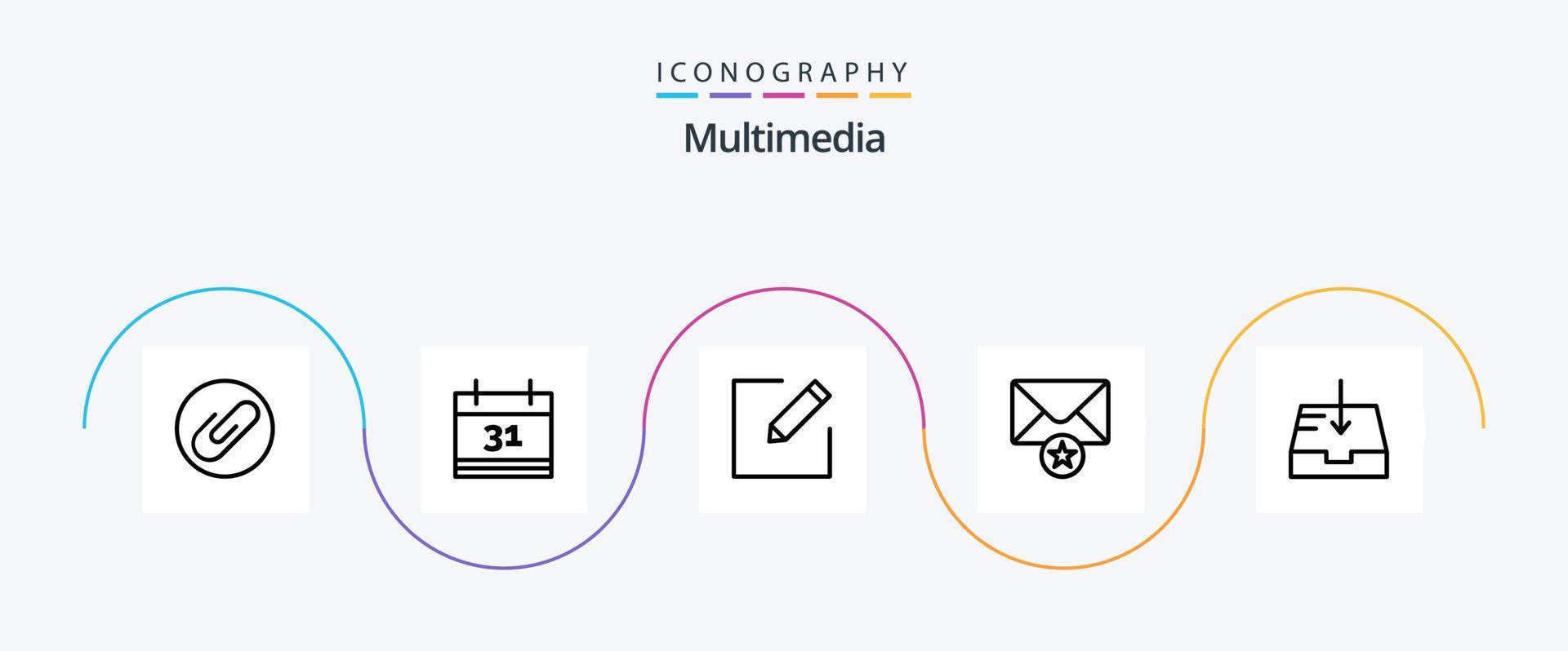 Multimedia Line 5 Icon Pack Including . write. receive. mail vector