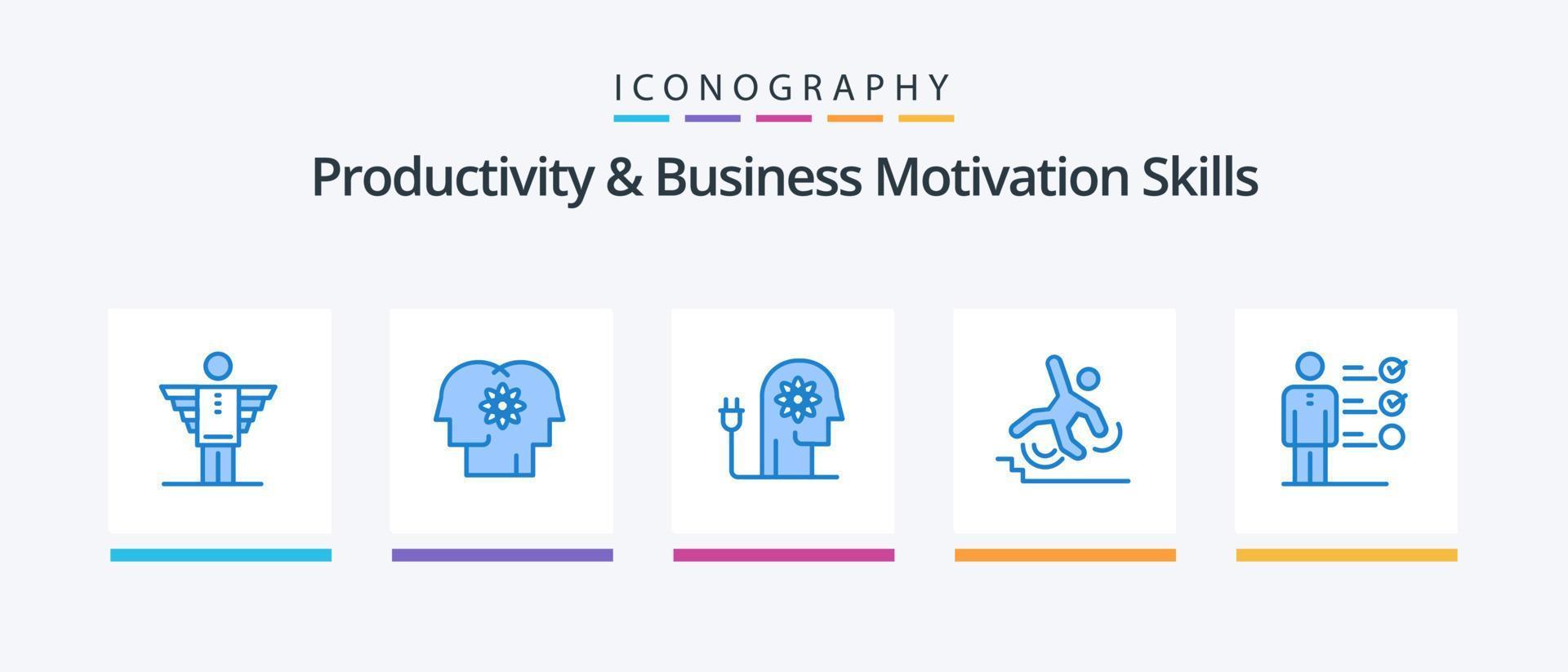 productividad y habilidades de motivación empresarial paquete de iconos azul 5 que incluye errores. negocio. gestión. mente. impulsar diseño de iconos creativos vector