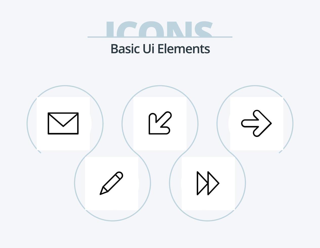 Basic Ui Elements Line Icon Pack 5 Icon Design. forward. arrow. media. left. vector