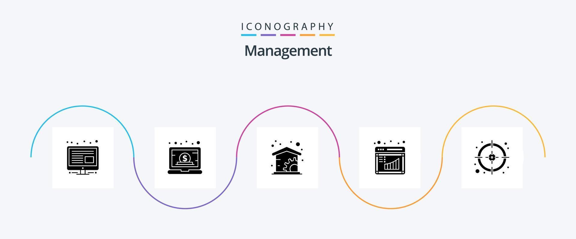 paquete de iconos de glifo 5 de gestión que incluye destino. negocio. ciencias económicas. gestión. negocio vector