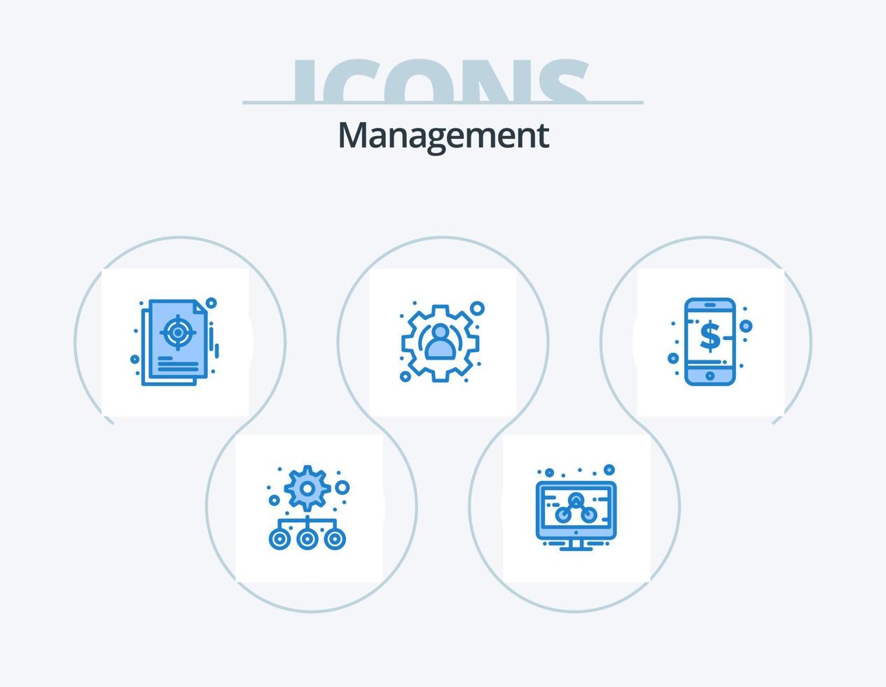 Management Blue Icon Pack 5 Icon Design. smart. management. management. business. profile vector