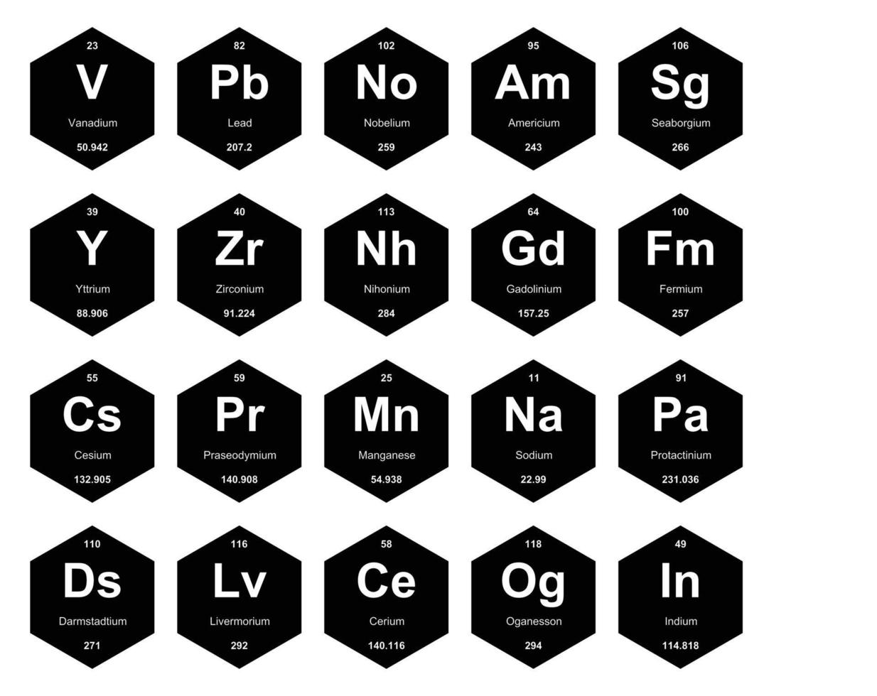 20 Preiodic table of the elements Icon Pack Design vector