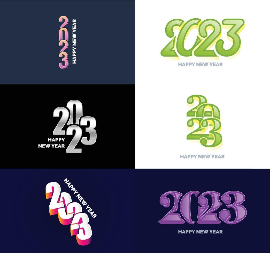 Big Set of 2023 Happy New Year logo text design 2023 number design template vector