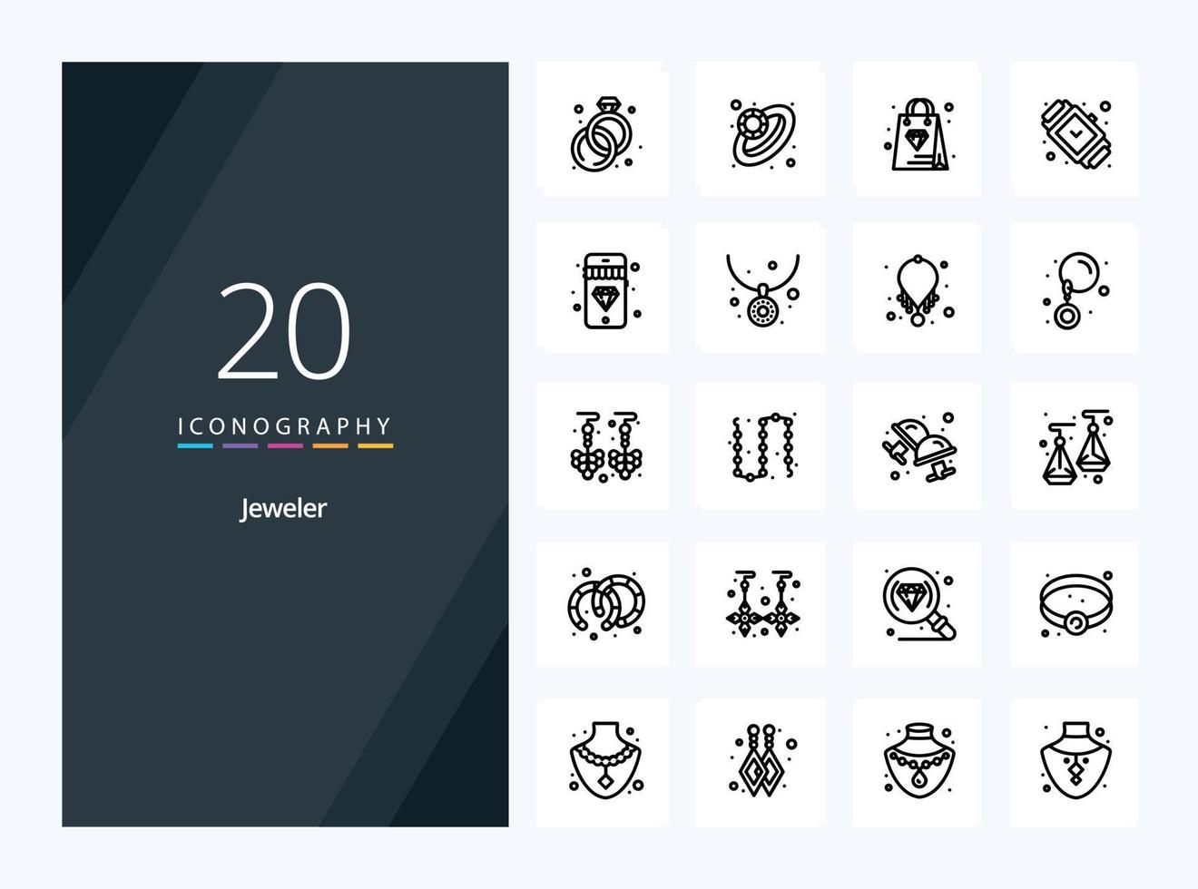 20 Jewellery Outline icon for presentation vector