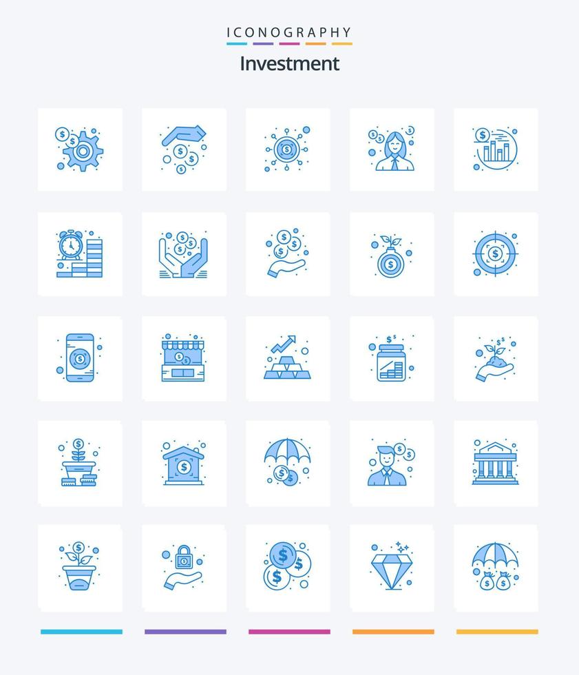 Creative Investment 25 Blue icon pack  Such As investment. money. investment. investment. debt vector