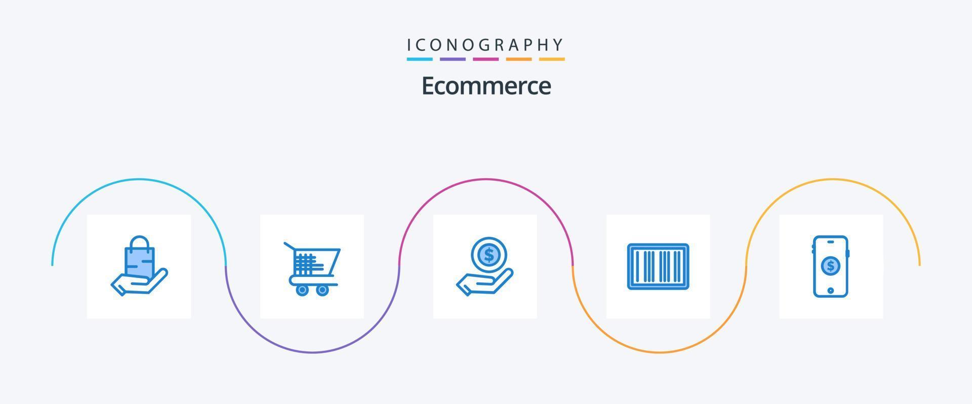 paquete de iconos azul 5 de comercio electrónico que incluye el mercado. compras. comercio electrónico comercio electrónico código de barras vector