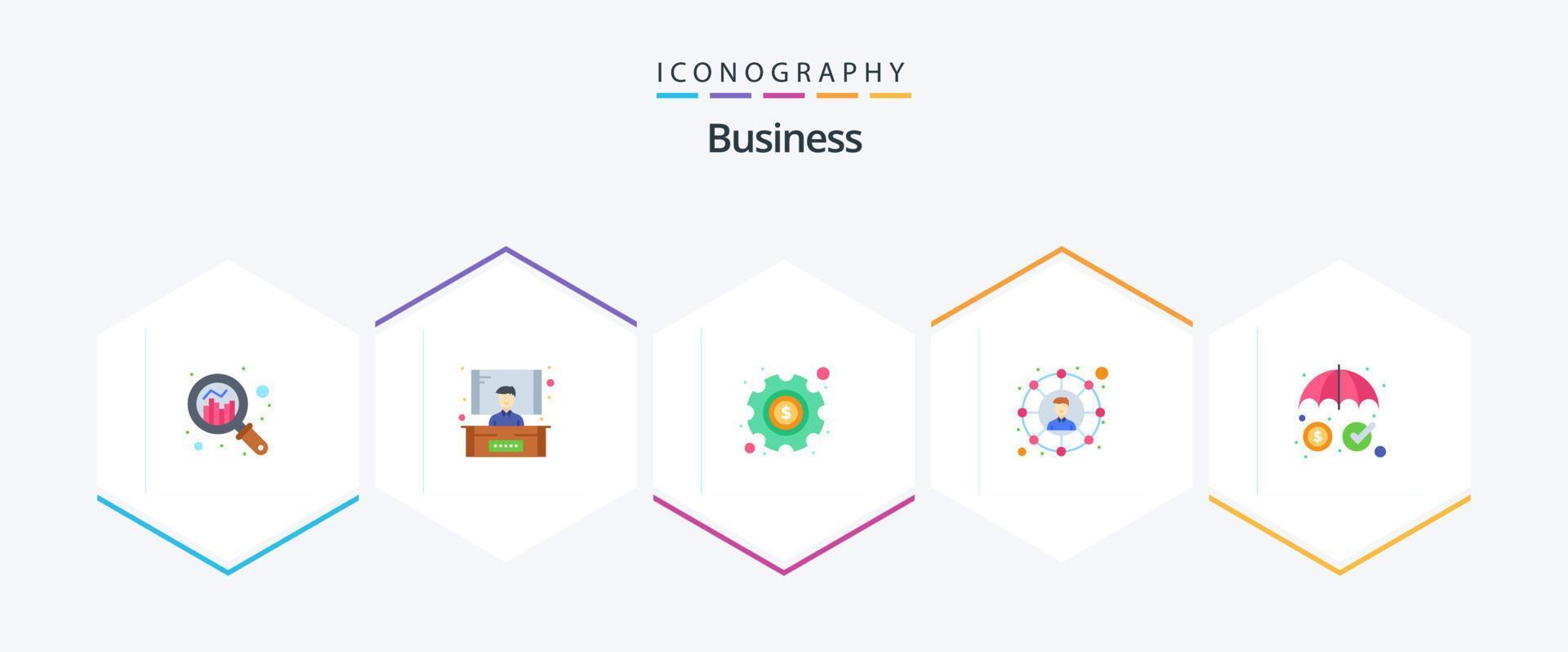 paquete de iconos planos de negocios 25 que incluye seguridad. seguro. dinero. compartir. social vector