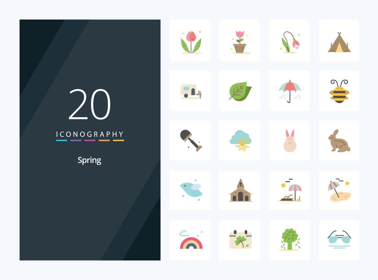 20 Spring Flat Color icon for presentation vector