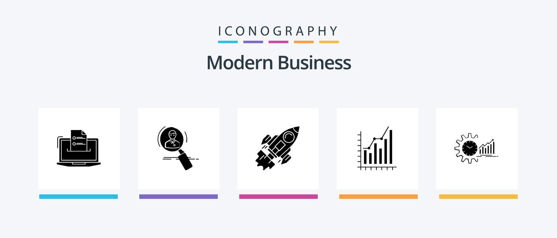 Modern Business Glyph 5 Icon Pack Including launch. business. employee. startup. resources. Creative Icons Design vector