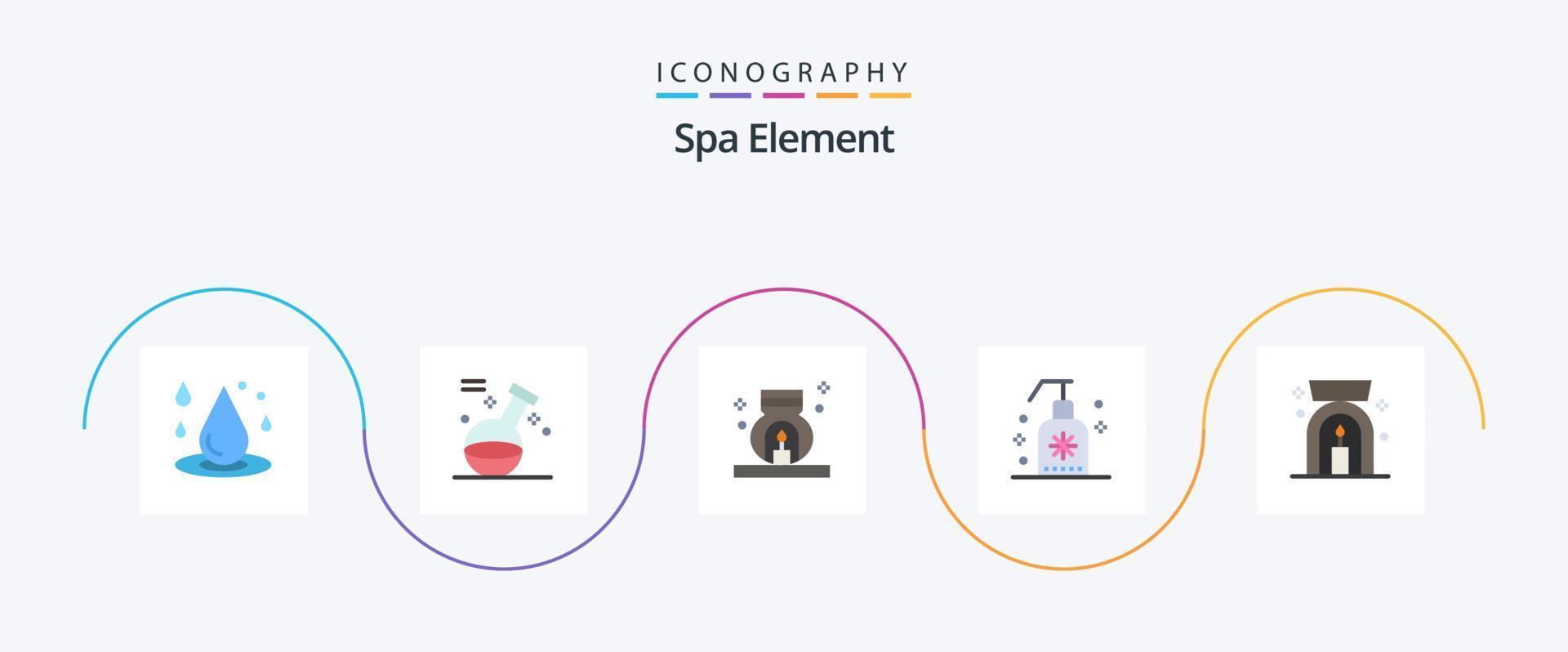 Spa Element Flat 5 Icon Pack Including aroma spa lamp. soap. spa. foam. spa vector