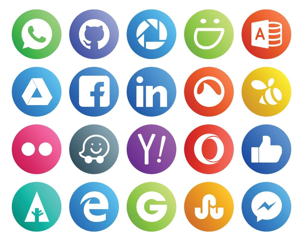 20 Social Media Icon Pack Including edge like grooveshark opera yahoo vector
