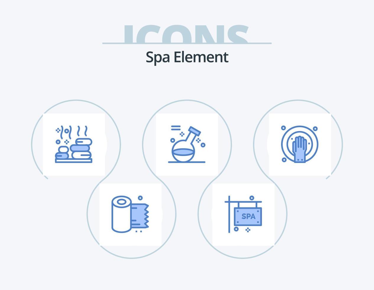 Spa Element Blue Icon Pack 5 Icon Design. hand soak. spa. relax. potion. element vector