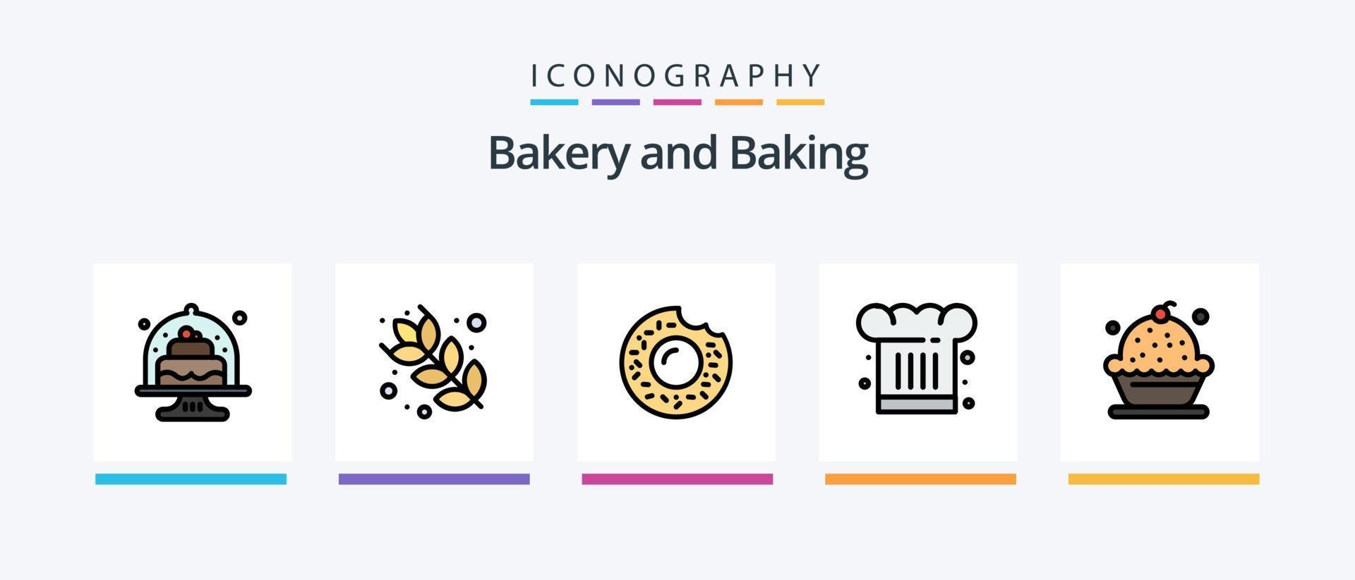 la línea de horneado llenó un paquete de 5 íconos que incluye restaurante. italiano. cocinando. comida... diseño de iconos creativos vector