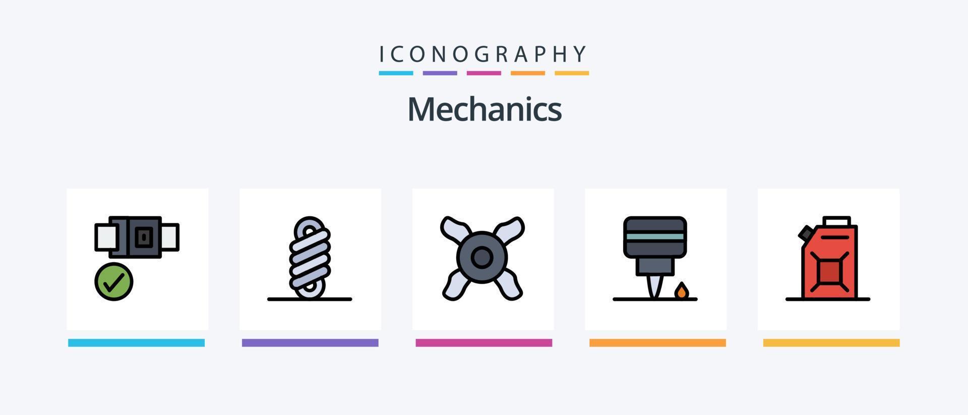 la línea mecánica llenó el paquete de 5 íconos que incluye . aceite. enfriador. combustible. transmisión. diseño de iconos creativos vector