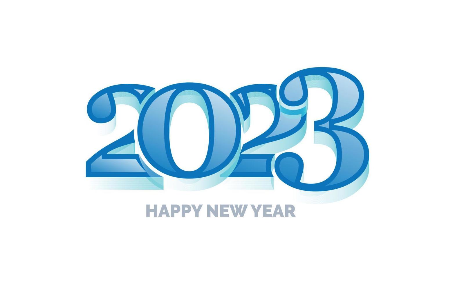 feliz año nuevo 2023 diseño de logotipo de texto de fondo blanco vector