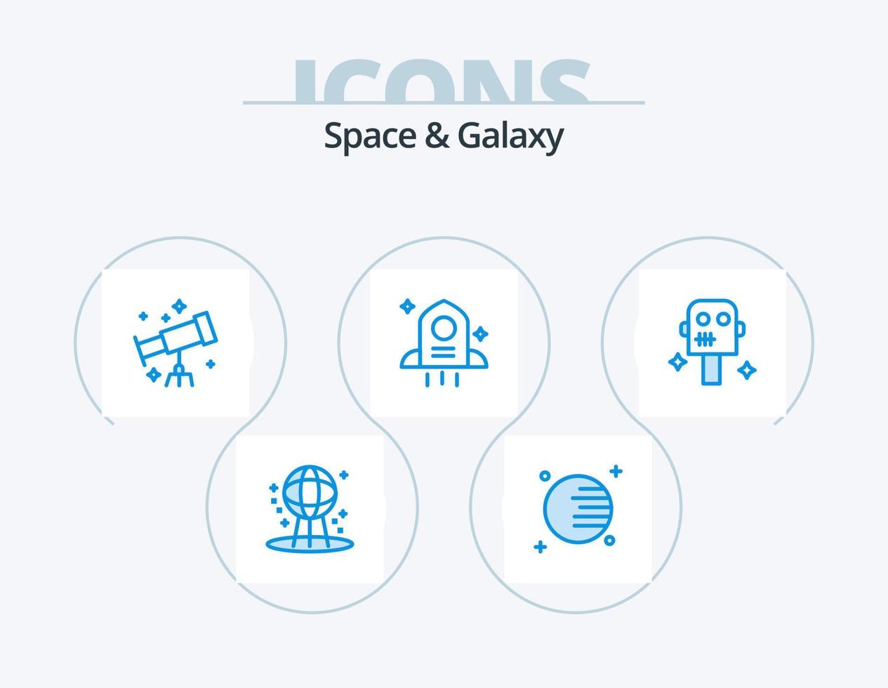 Space And Galaxy Blue Icon Pack 5 Icon Design. . robot. space. suit. space vector