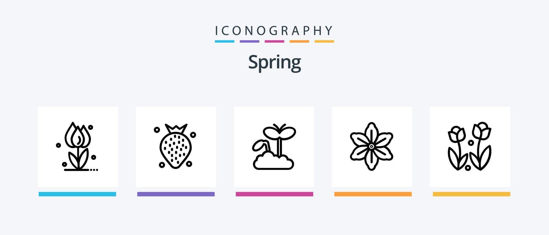 Spring Line 5 Icon Pack Including garden. pot. rain. nature. spring. Creative Icons Design vector
