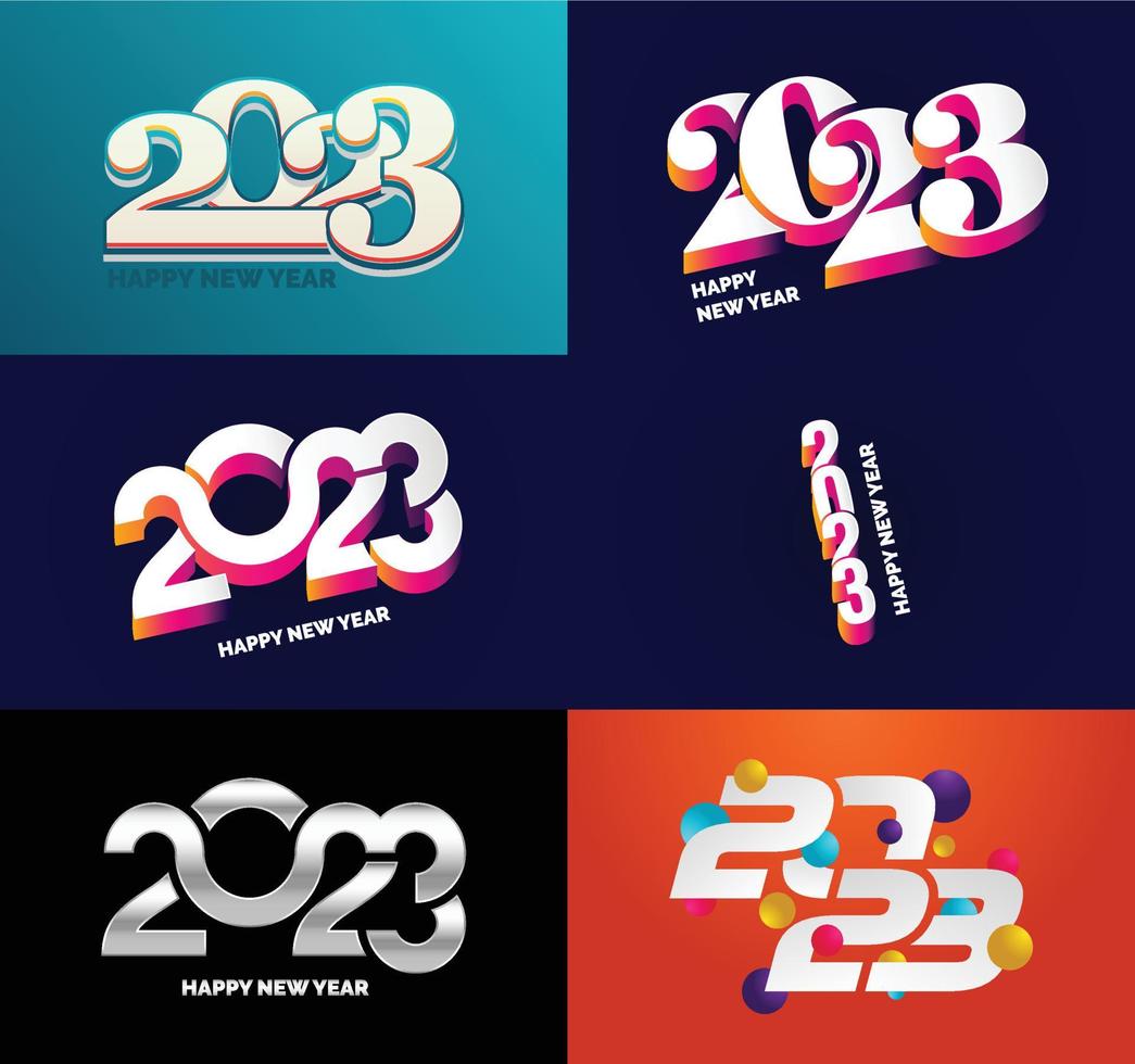 Big Collection of 2023 Happy New Year symbols Cover of business diary for 2023 with wishes vector