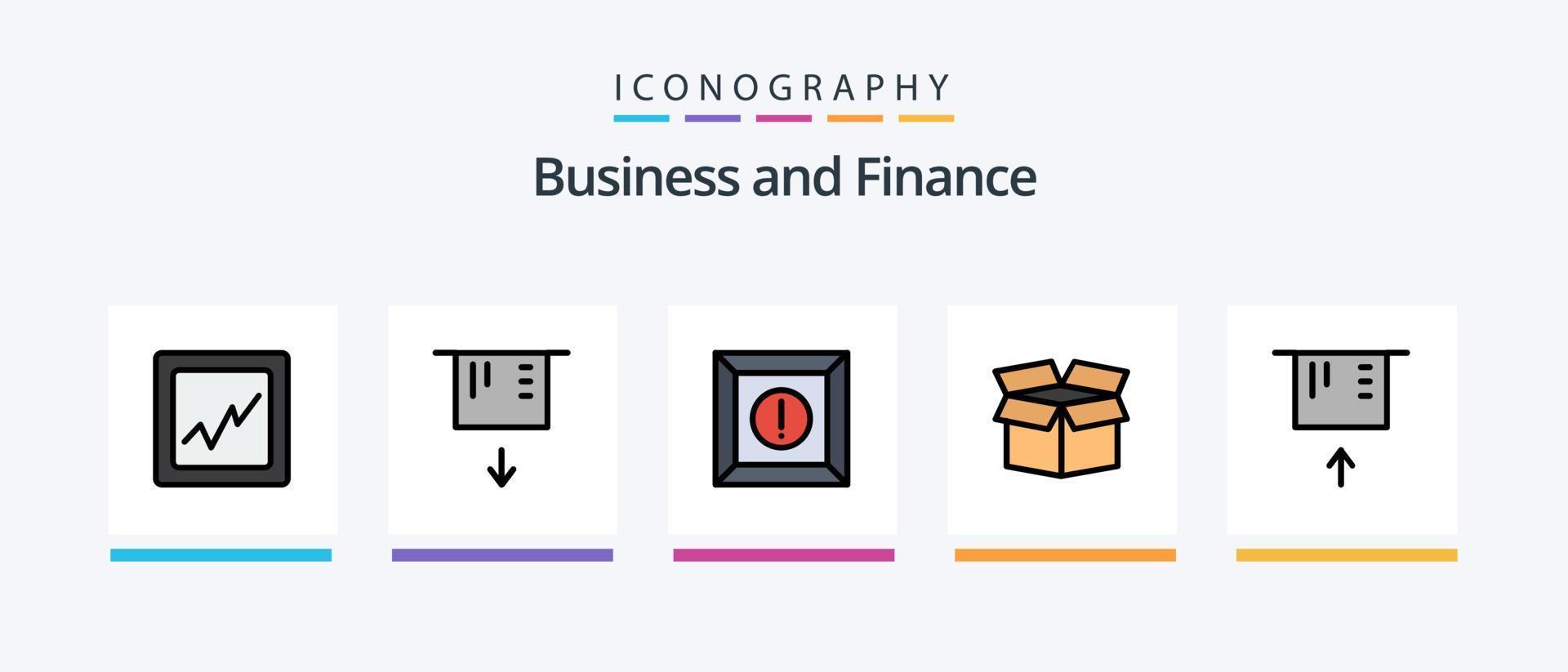 la línea de finanzas llenó el paquete de 5 íconos que incluye . caja. favorito. diseño de iconos creativos vector